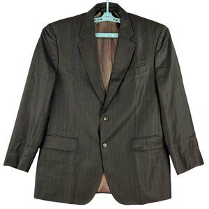 Jos. A. Bank Men's 100% Wool Brown Blazer Sport Coat Size 46L Stripped 2 Buttons
